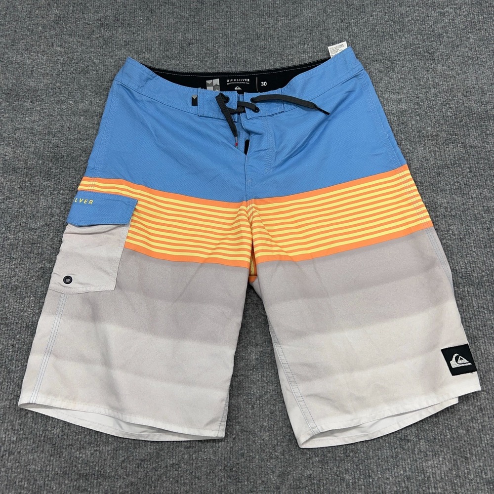 Quiksilver Board Shorts Mens‎ 30 Multicolor Striped Surfing Swimwear Drawstring